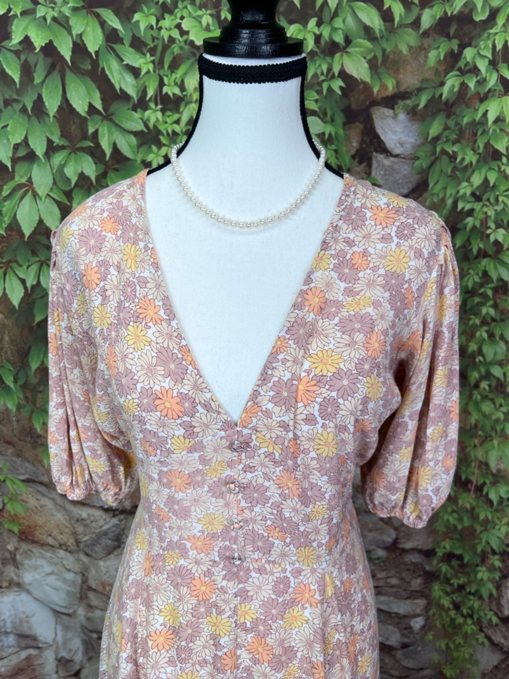FAITHFULL THE BRAND Floral Print Mid-Calf Cottagecore Puff Sleeve Dress, 6 - Picture 11 of 14